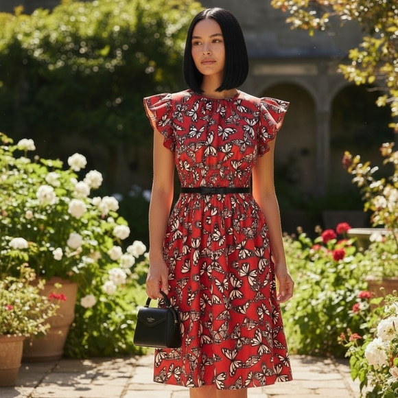 kate spade Dresses & Skirts - Kate Spade Dress- Blake Red Butterfly Dress -Size XL -EUC $279 Retail